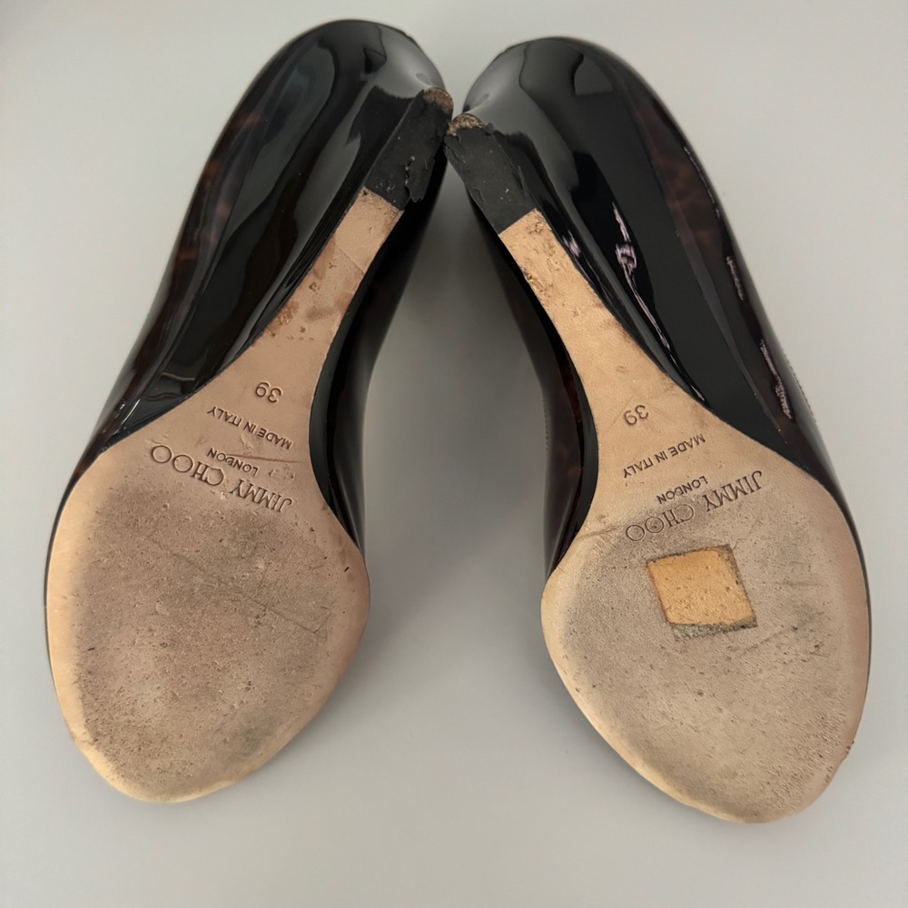 JIMMY CHOO | patent tortoise shell leather wedges SIZE 39 - WORN ONCE! - Picture 6 of 9